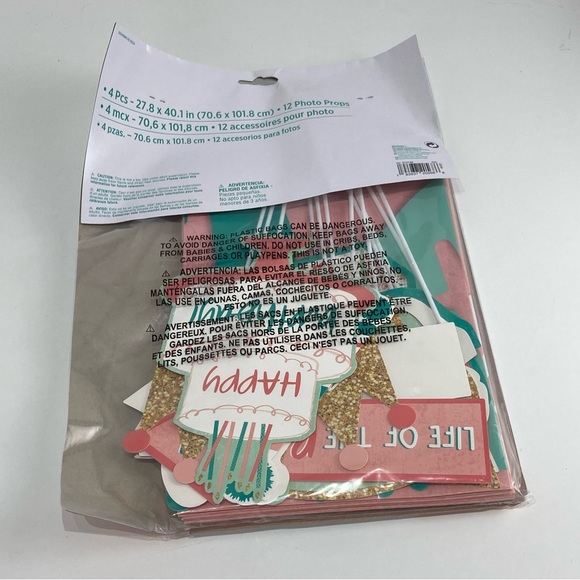 NWT Happy Birthday Scene Setters with Props 6' 8" x 4' 7.5" Pink - Picture 4 of 6